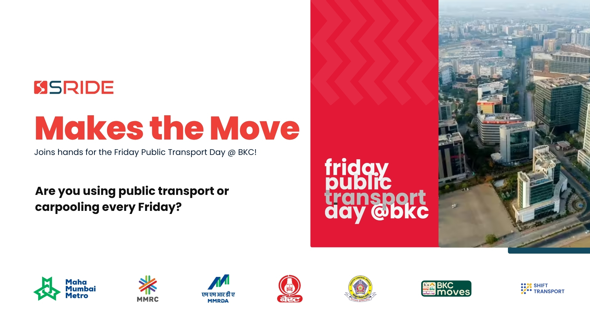 sRide Partners with WRI for FPTDatBKC — Championing Public Transport and Carpooling in Mumbai